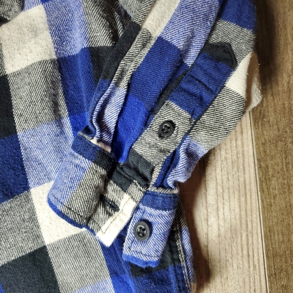 Faded Glory Blue Gray White Boys Flannel Shirt Size Small 6-7 EUC - Picture 10 of 14